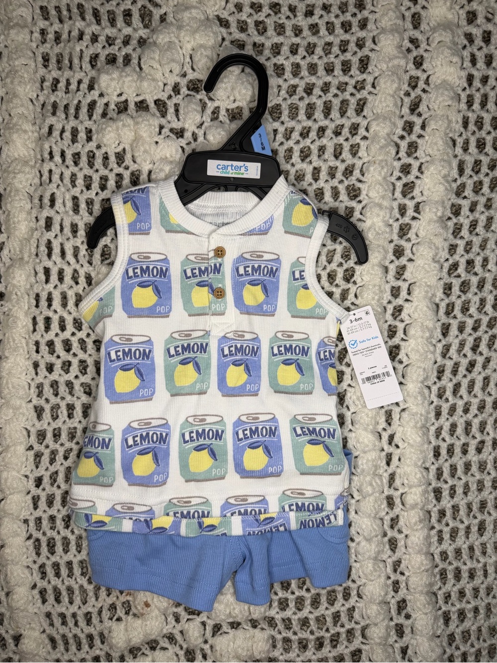 Carter's Blue & Yellow Lemon Can Print Tank Romper